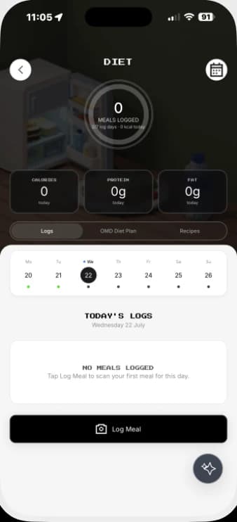 The current One More Day Diet logging screen on iPhone